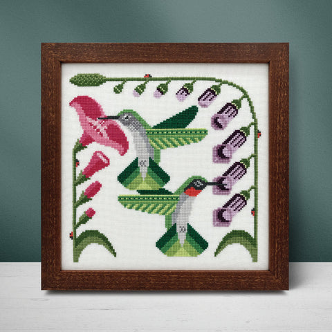 Ruby-Throated Hummingbirds (Boomerang Stitches)