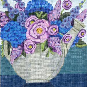 Watering Can w/Blue Flowers