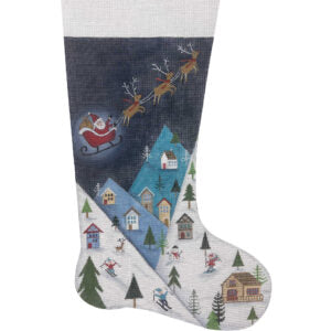 Ski Mountain Christmas Eve Stocking