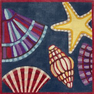 Sea Shells on Navy