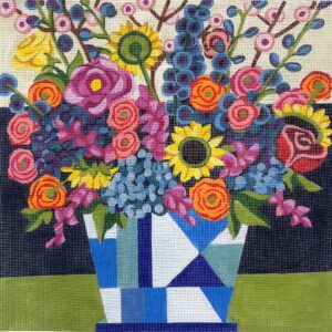 Flowers in Geometric Vase