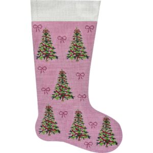 Christmas Trees on Pink Stocking