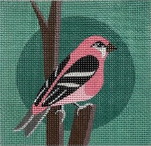Pink Bird on Teal