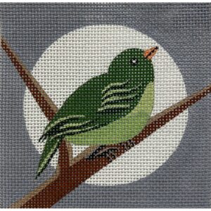 Green Bird on Grey