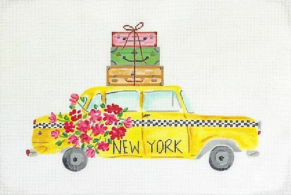 New York Yellow Cab w/Suitcases & Flowers