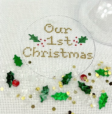 Our 1st Christmas Ornament w/Clear Dome and Confetti