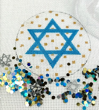Star of David/Gold Dots Ornament w/Clear Dome and Confetti