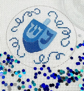 Dreidel w/Streamers Ornament w/Clear Dome and Confetti