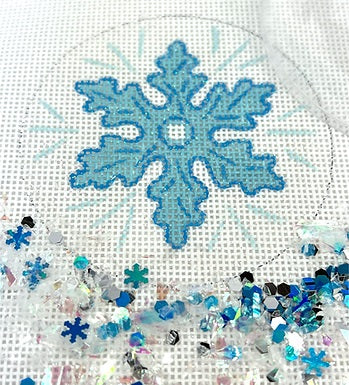 Snowflake Ornament w/Clear Dome and Confetti