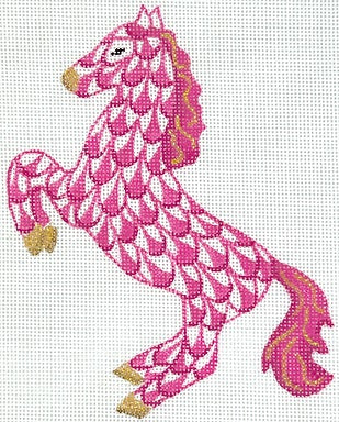 Fishnet Mini Leaping Horse Pinks/Golds