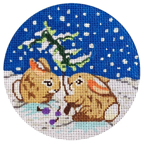 Two Brown Bunnies/Fir Tree Snow Scene