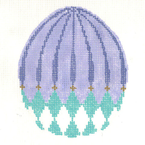 Turquoise Harlequin Egg w/Lilac Stripes