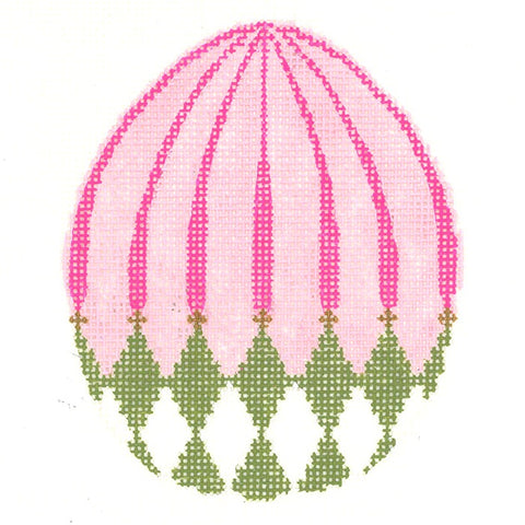 Green Harlequin Egg w/Pink Stripes