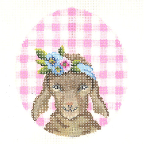 Kidd w/Flower Crown on Pink Gingham