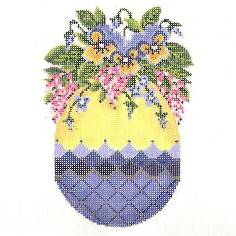 Violet Egg w/Cascading Pansies