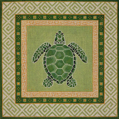 Sea Turtle w/Green Oriental Borders