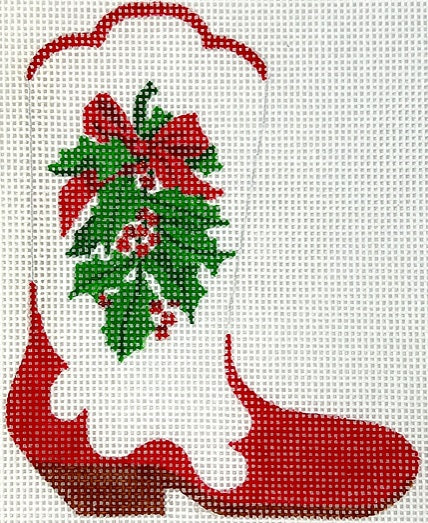 Mini Boot w/Holly and Red Bow