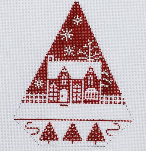Triangle Christmas Ornament - Red and White Christmas
