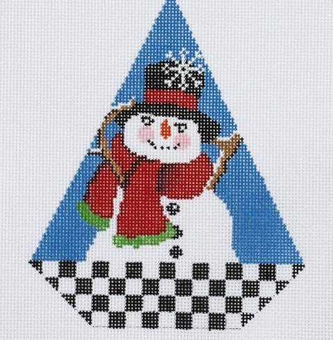 Triangle Christmas Ornament - Chrcked Snowman
