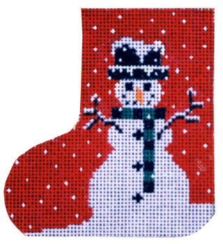 Mini Skate Ornament - Red Background/Snowman