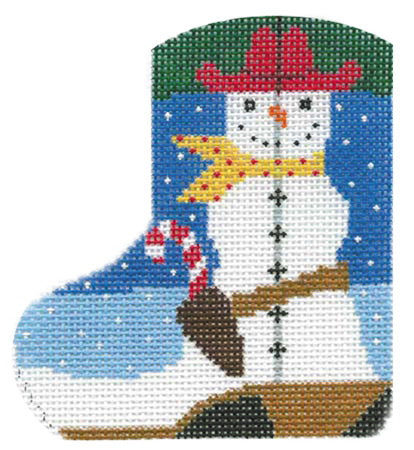 Mini Skate Ornament - Snowman Cowboy Boot