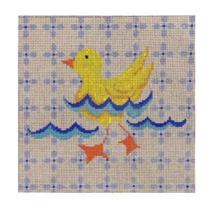 Yellow Duck Swimming on Patterns