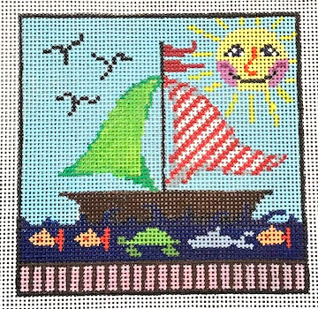 Mini Sailboat w/Sun Face