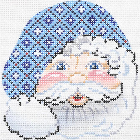 Santa Face w/Blue/White Pattern Hat - 13M