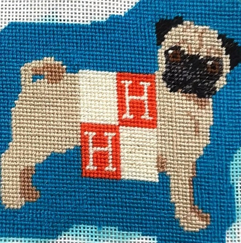 Pug in a Hermes Blanket 