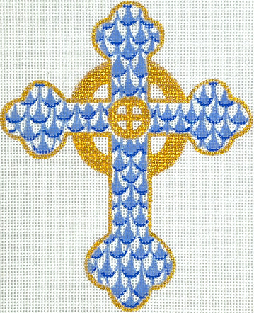 Fishnet Mini Budded Celtic Cross Blue/Gold