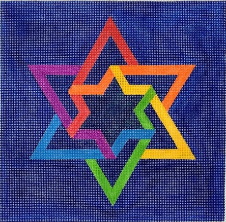 Tefillin Bag - Double Interlocking/Star of David Rainbow