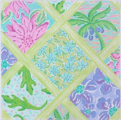 Lilly Inspired Lattice Patchwork - Periwinkle/Violet/Greens