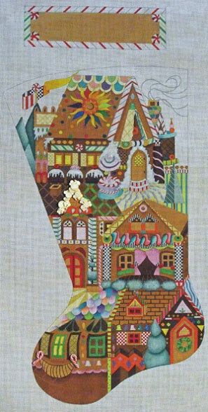 Gingerbread Village Stocking (Toe facing Right)