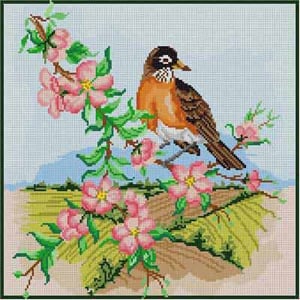 Robin and Apple Blossoms