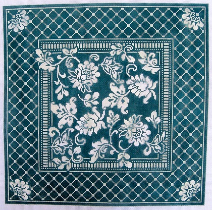 Karens Damask Pillow - Teal
