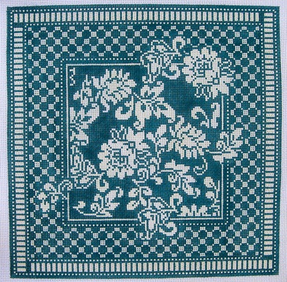 Karens Damask Pillow - Teal