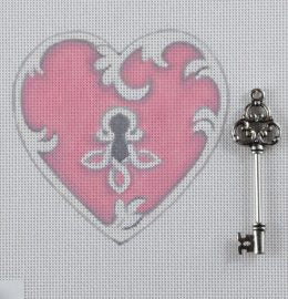 Pink Lock Heart w/Silver Key - 13M