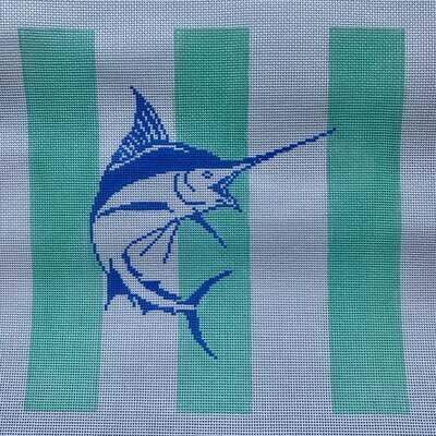 Blue Marlin on Mint Stripes