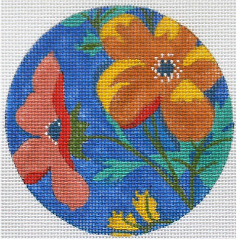 Poppies on Blue Ornament