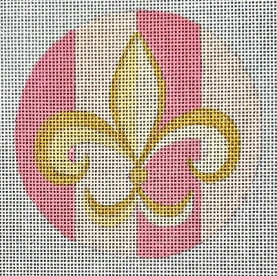 Round Pink Fleur De Lis