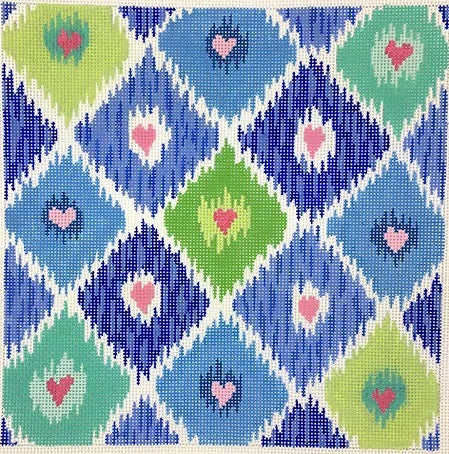 Ikat Diamonds w/Allover Hearts