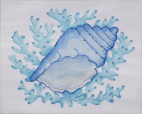 Conch Shell w/Coral - Blues