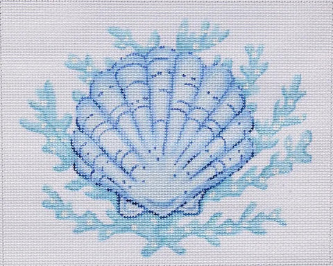 Scallop Shell w/Coral - Blues