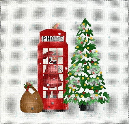 London Christmas - Phone Booth w/Santa/Tree