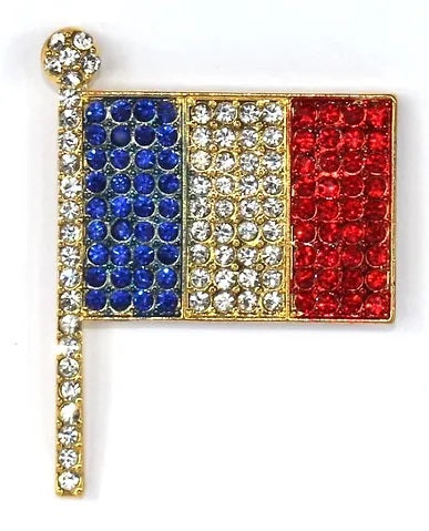 Bling-y Magnet French Flag w/Rhinestones