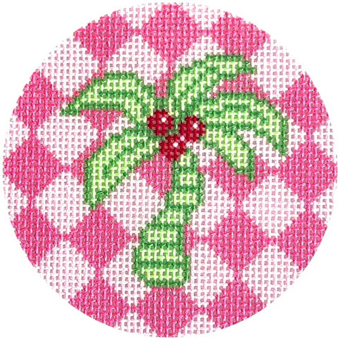 Green Palm on Pink