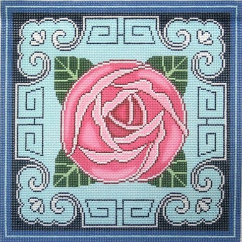 Rose w/Blue Border