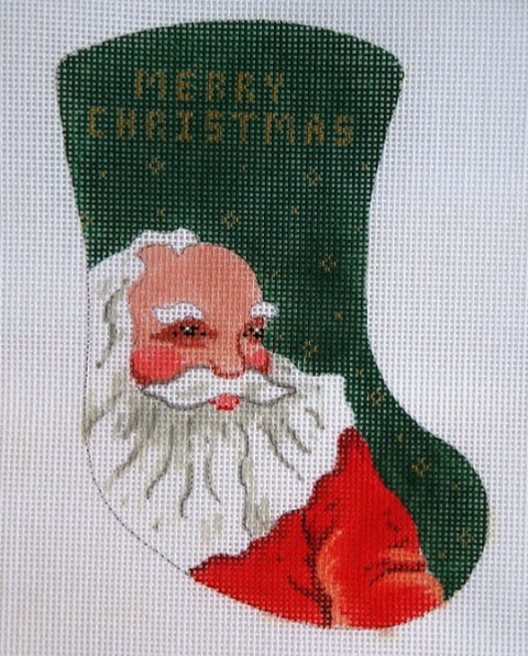 Santa/ Green & Gold Pattern Mini Stocking