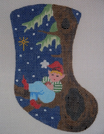 Elf Sleeping in Fir Tree Mini Stocking