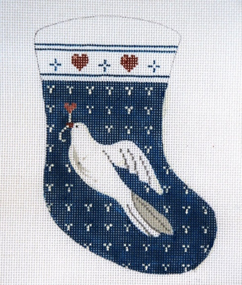 White Dove Holding Heart Mini Stocking